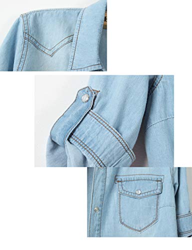 Womens Crop Modern Denim Top Tie Knot Shirt Chambray Cardigan