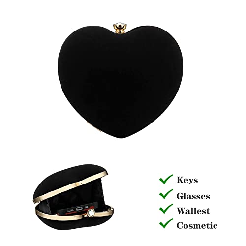 Velvet Heart-Shaped Clutch — Small Cute Evening Bag
