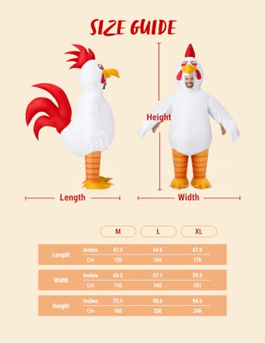 Spooktacular Creations Inflatable Chicken Costumes for Adults, Blow Up Rooster Costumes for Halloween Animal Cosplay Parties