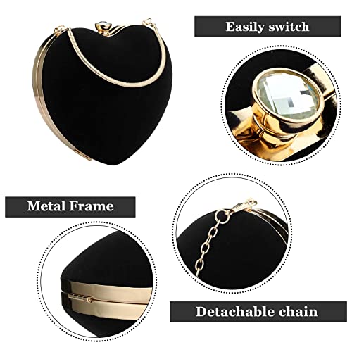Velvet Heart-Shaped Clutch — Small Cute Evening Bag