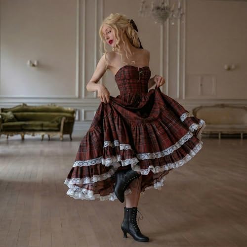 Women Victorian Lace Up Ankle Boots with Side Zipper Round Toe Kitten Heel Vintage Booties