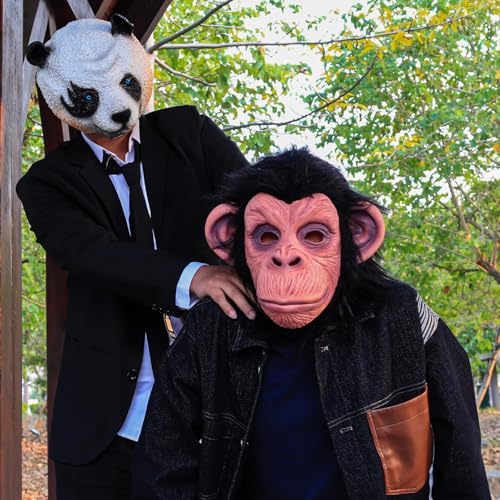 Monkey Mask Latex Full Head Animal Black Chimp Mask for Halloween Costume Party, Large