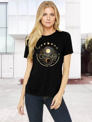 Women Mystical Moon and Sun Shirt Vintage Celestial Moon Top