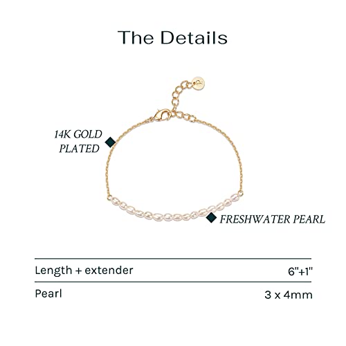 PAVOI 18K Gold Plated Beaded Freshwater Cultured Pearl Bracelet for Women | Dainty Bracelet with Pearl Beads