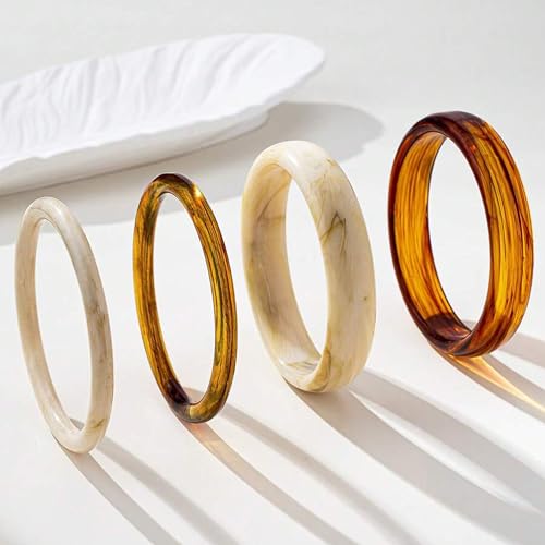Acrylic Bangles Bracelets for Women, Irregular Acrylic Resin Chunky Bracelets Geometric Fashions Thick Statement bangle Set