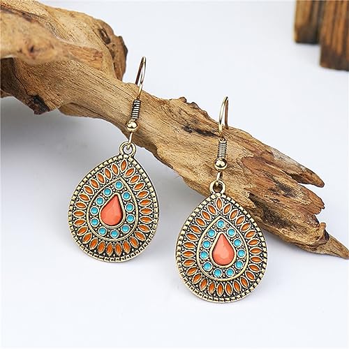 Handmade Boho Enamel Teardrop Dangle Earrings