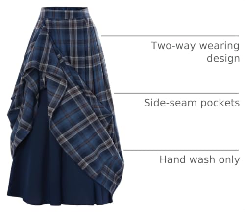 Scarlet Darkness Plaid Skirts for Women High Waist Layered Long Skirt