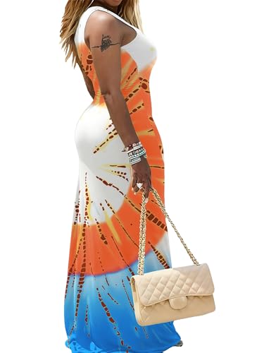 PINSV Maxi Dress Sleeveless Tank Long Dresses for Women