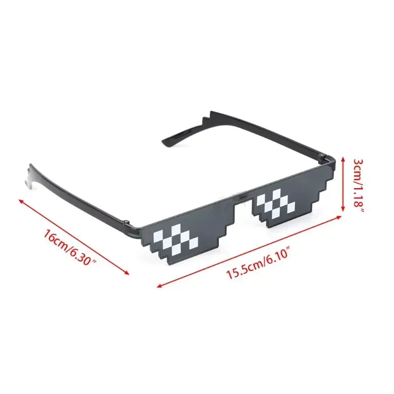 Pixelated Mosaic Party Sunglasses – Retro Novelty