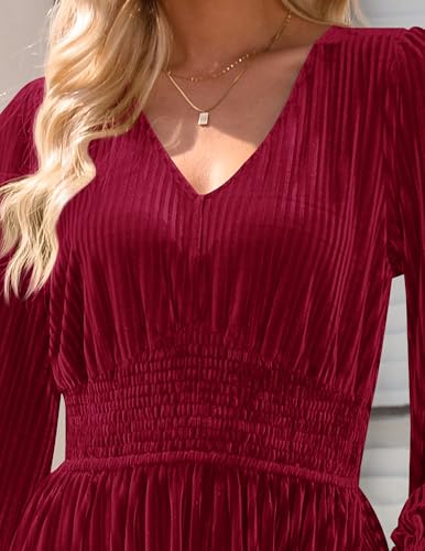 ZESICA Women's Velvet Wedding Guest Cocktail Long Sleeve Winter Dress