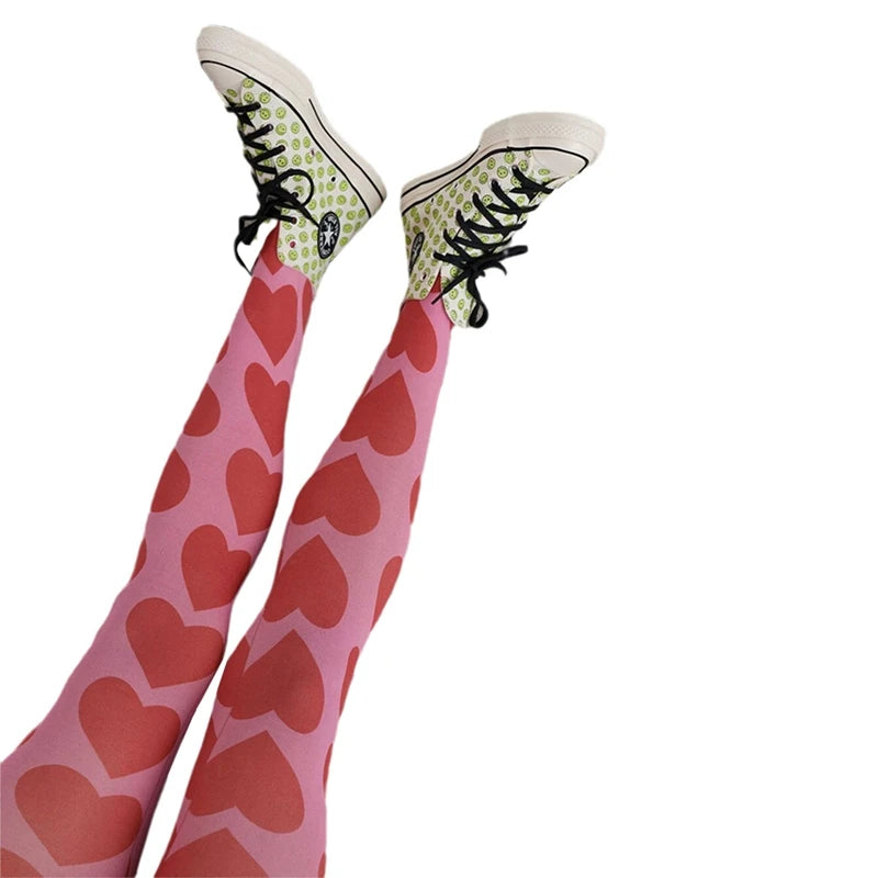 Y2K Tie Dye Hollow Out Mesh Patterned Tights