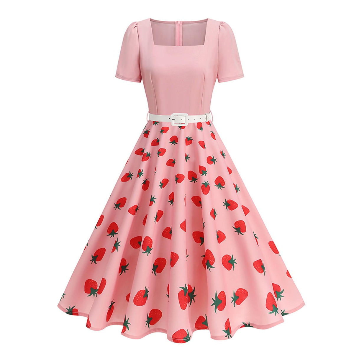 1950s Dresses for Women Vintage Rockabilly Retro 50s Floral Polka Dot Dress Audrey Hepburn Tea Party Cocktail Dress Belted