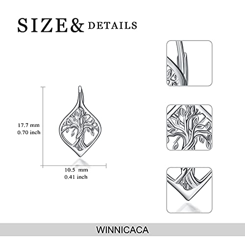 925 Sterling Silver Tree of Life Hoop Earrings