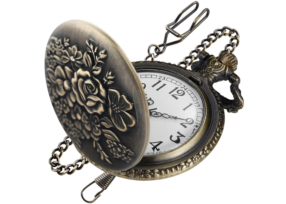 Animal Patch Pocket Watch, Carved Animal Design Patch Pocket Watch for