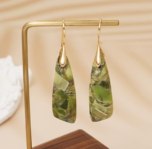 Natural Stone Triangle Boho Dangle Earrings