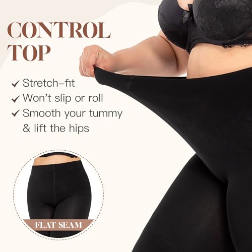 Plus Size 400D Fleece Lined Opaque Tights