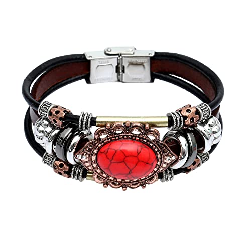 S SUSANN Leather Bracelets for Women Multilayer Bracelets for Women with Genuine Leather Layered Bracelets Boho/Bohemia Style Jewelry for Men and Woman