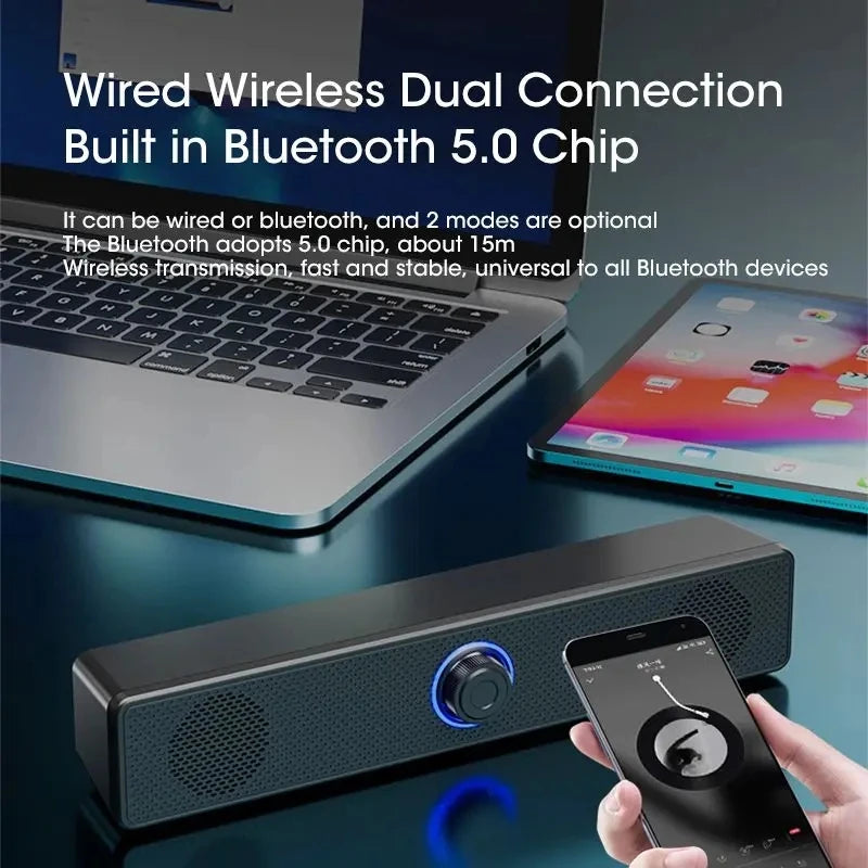 Portable Bluetooth Soundbar for PC, TV & Desktop