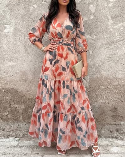 CHICME Womens Summer Boho Floral Wedding Guest Vacation Beach Maxi Dress