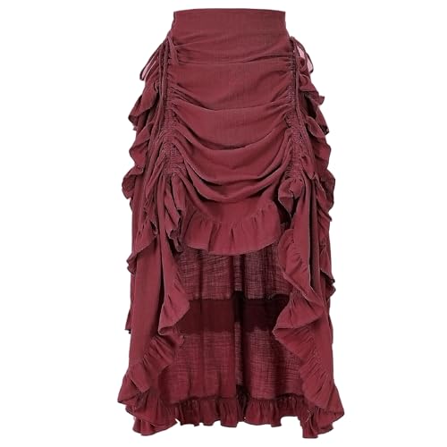Women's Gothic Steampunk Renaissance Pirate High Low Ruffle Skirt