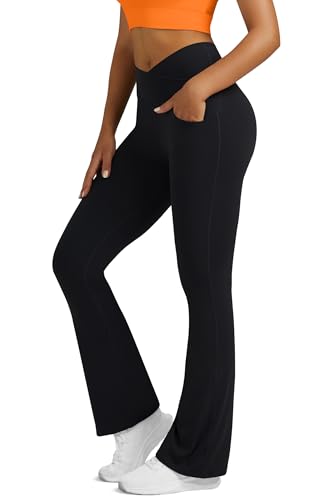 Flare Leggings For Women Yoga Pants With Pockets High Waisted