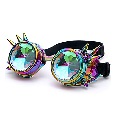 Kaleidoscope Rainbow Prism Steampunk Rave Goggles