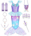 Meland Light Up Mermaid Costume for Girls Ages 3-10, Dress Up Toy Gift Set