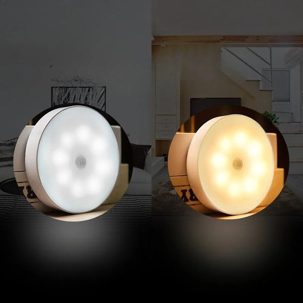 LED Smart Human Body Sensor Night Lamp Emergency Automatic Lighting USB Charging Wireless Magenti...