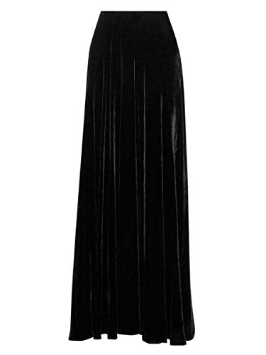 Women's Floor Length High Waist Evening Party Flowy Velvet Maxi Skirt
