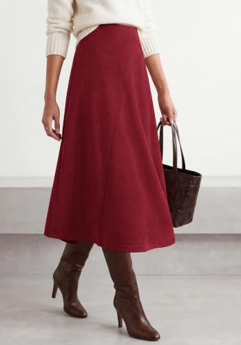BTFBM Women Faux Suede Midi Long Skirt Fall Fashion 2026