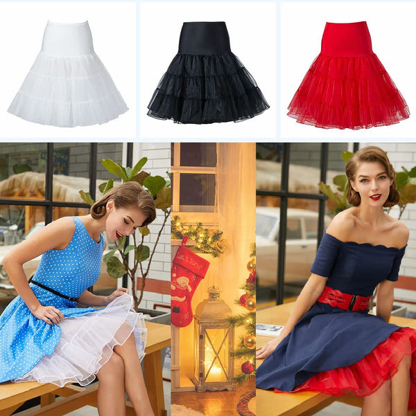 Women's 50s Vintage Petticoat 26" Crinoline Rockabilly Tutu Skirt Slip S-L…