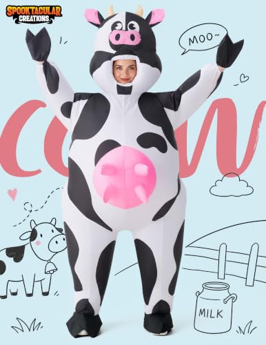 Spooktacular Creations Inflatable Cow Costume, Blow up Cow Costume for Adults, Cow Inflatable Suit for Halloween Parties Secondary image