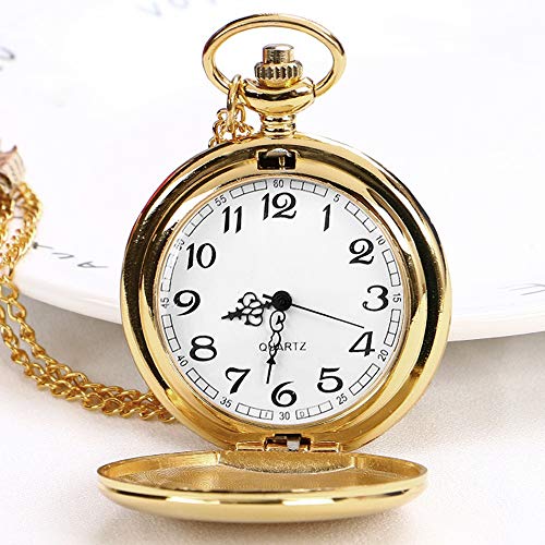 Set of 2 Classic Pocket Watch with Chain for Men and Women