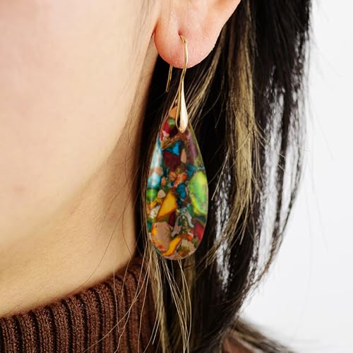 Colorful Boho Natural Stone Dangle Earrings Secondary image
