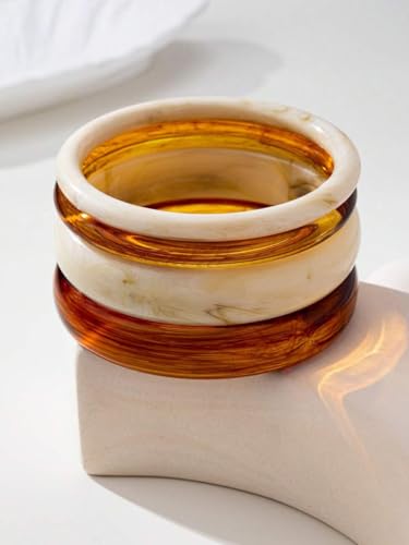 Acrylic Bangles Bracelets for Women, Irregular Acrylic Resin Chunky Bracelets Geometric Fashions Thick Statement bangle Set