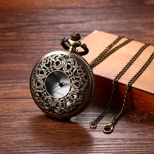 Women's Quartz Pocket Watches: Half Hunter Bronze Arabic Numeral Pocke