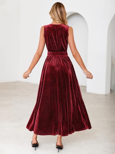 Simplee Womens Velvet Sleeveless Formal Wedding Guest Cocktail Maxi Dress