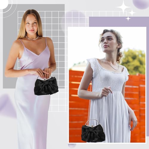 Coquette Bow Pleated Satin Clutch