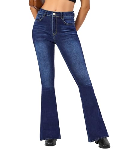 Women's Flare Bell Bottom Jeans High Waisted Wide Leg Bootcut