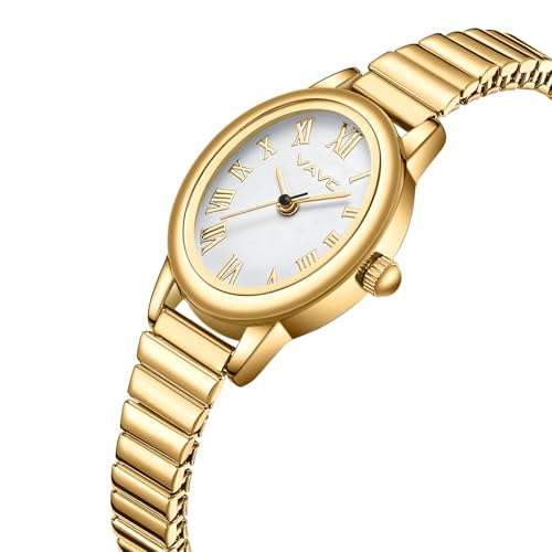 Small Gold Watches for Women,Analog Womens Watch with Stainless Steel Secondary image