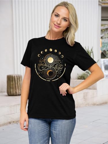 Women Mystical Moon and Sun Shirt Vintage Celestial Moon Top