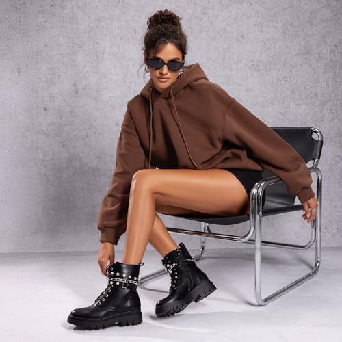 DREAM PAIRS Women's Combat Boots Lace Up Ankle Booties Shoes