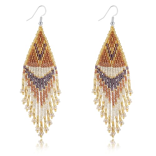 Long Beaded Tassel Boho Statement Earrings Main image