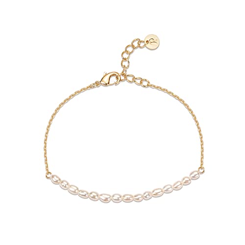 PAVOI 18K Gold Plated Beaded Freshwater Cultured Pearl Bracelet for Women | Dainty Bracelet with Pearl Beads