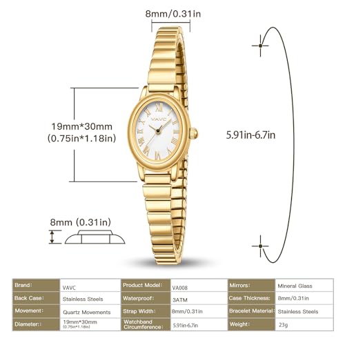 Small Gold Watches for Women,Analog Womens Watch with Stainless Steel