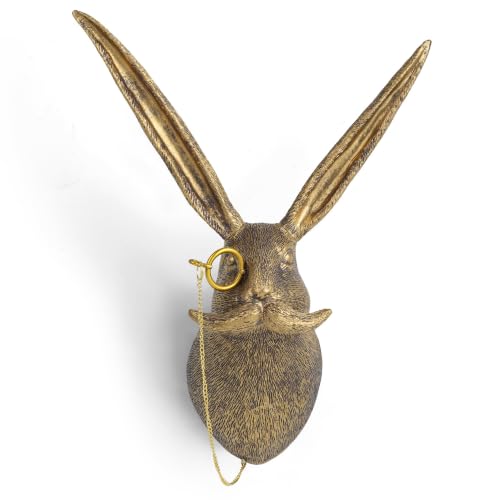 Gold Rabbit Animal Head Wall Sculpture