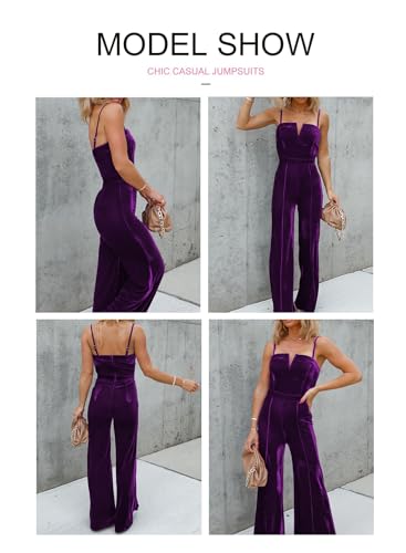BLENCOT Women Sleeveless V Neck Jumpsuits Dressy Date Night Rompers