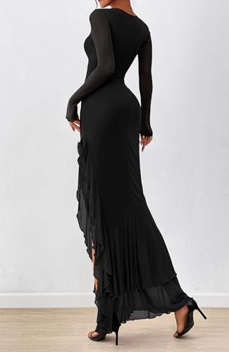 BTFBM Women's Maxi Dresses Fall 2026 Long Sleeve Wedding Guest Dress