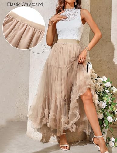 Women's Maxi Tulle Skirts Long Layered Mesh Tiered Fairy Skirt