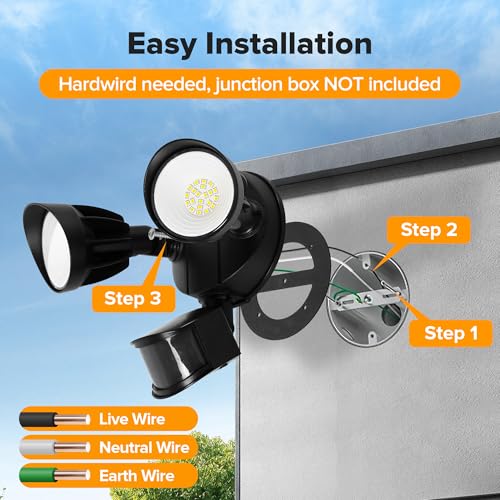 Ume LED Security LED Light for Outside, Garage, Yard (black)